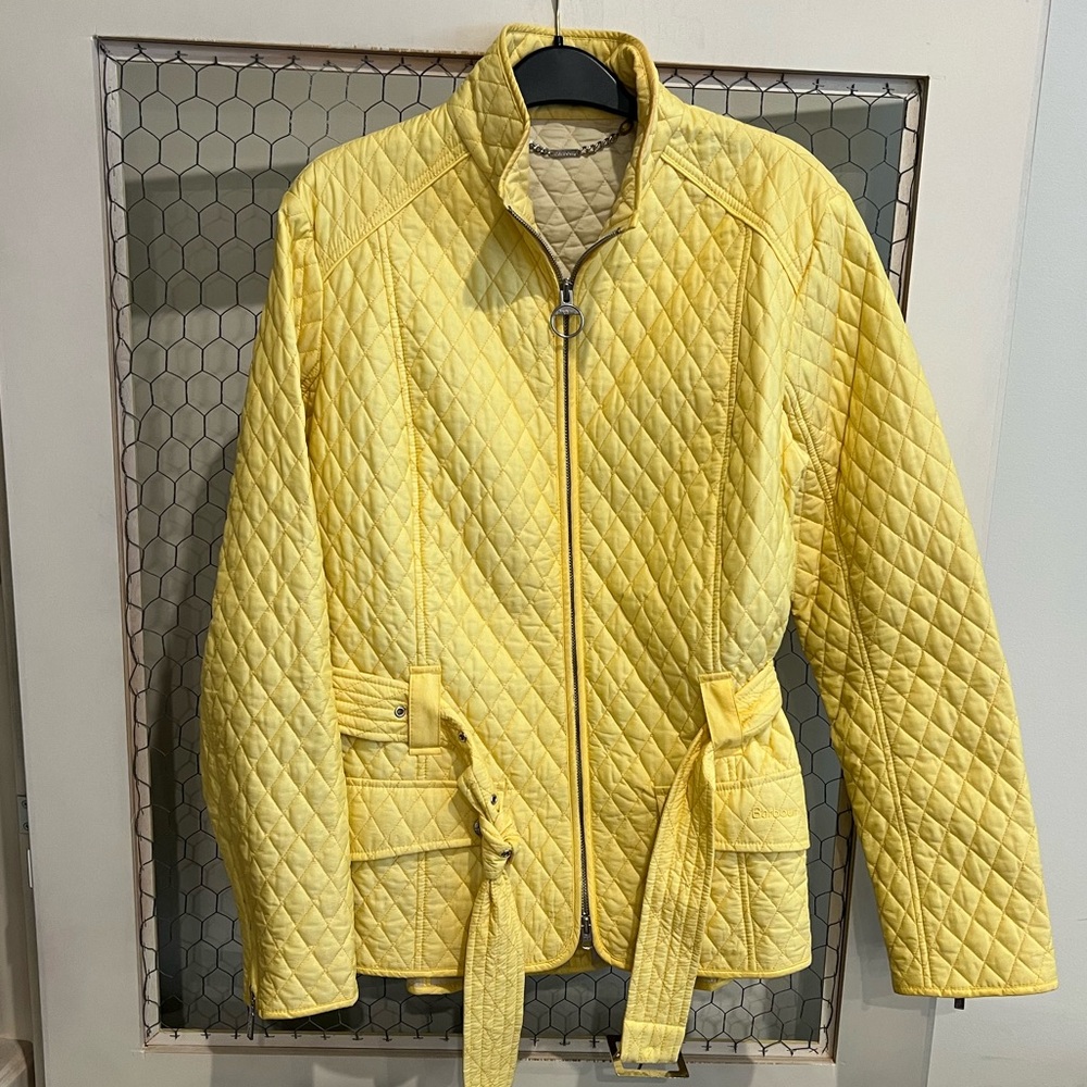 Barbour Yellow Quilted Belted Jacket